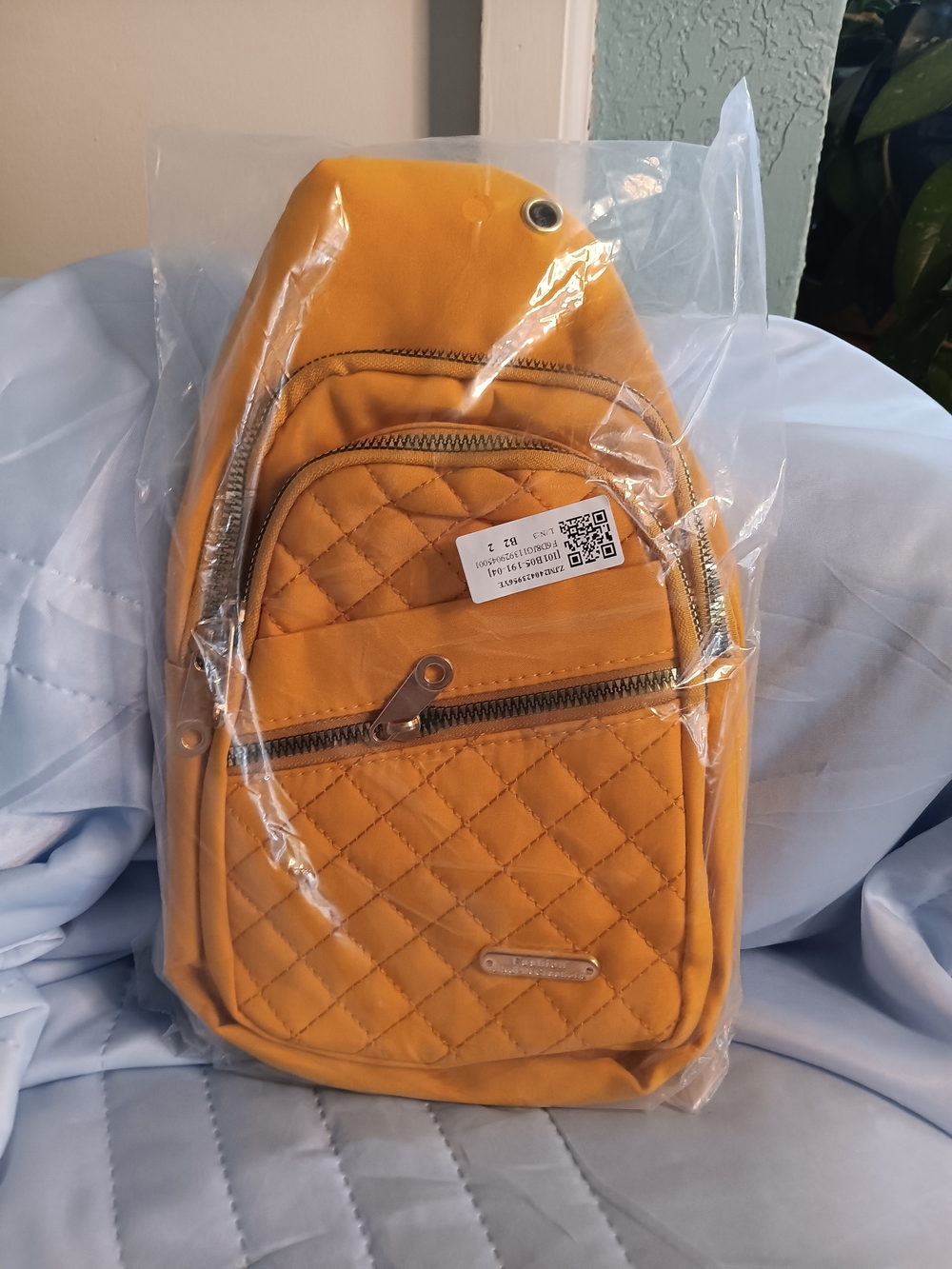 Quilted Yellow Crossbody Sling Bag - Casual Everyday Wear